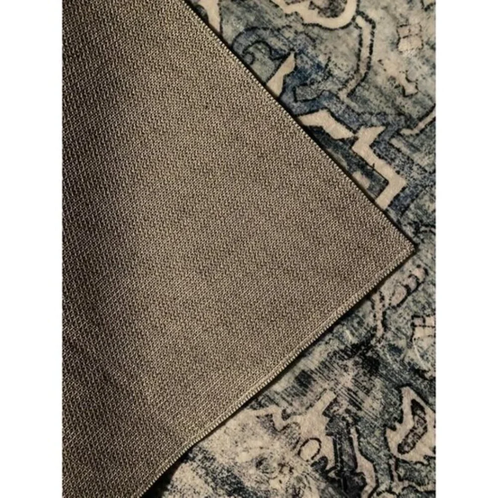 New 6x9 Dark Blue Vintage Rug, Washable Non-Slip Carpet for Home or Room Decor